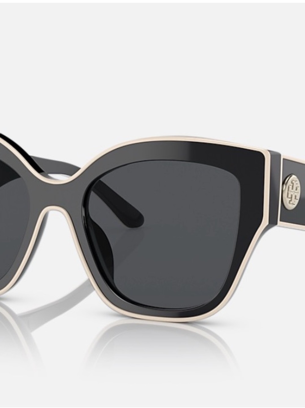 Tory Burch Black Cat-Eye Sunglasses with Gold Logo Detail new with case! - Picture 4 of 10